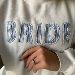 White 'Bride' Women's Crew Neck Sweater (handmade)